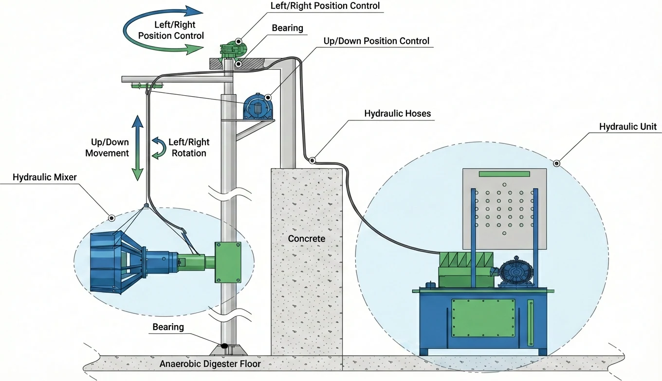 Hydraulic agitation system layout